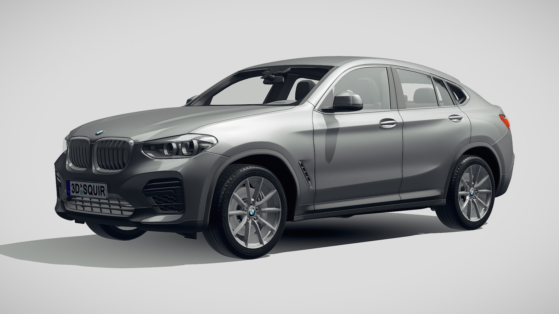 3D model BMW X4 base 2019 - This is a 3D model of the BMW X4 base 2019. The 3D model is about a silver car with a black top.