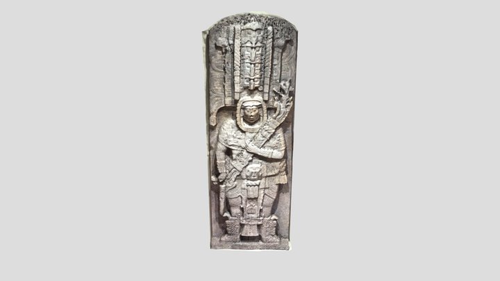 Maya's stele with ruler in frontal position 3D Model