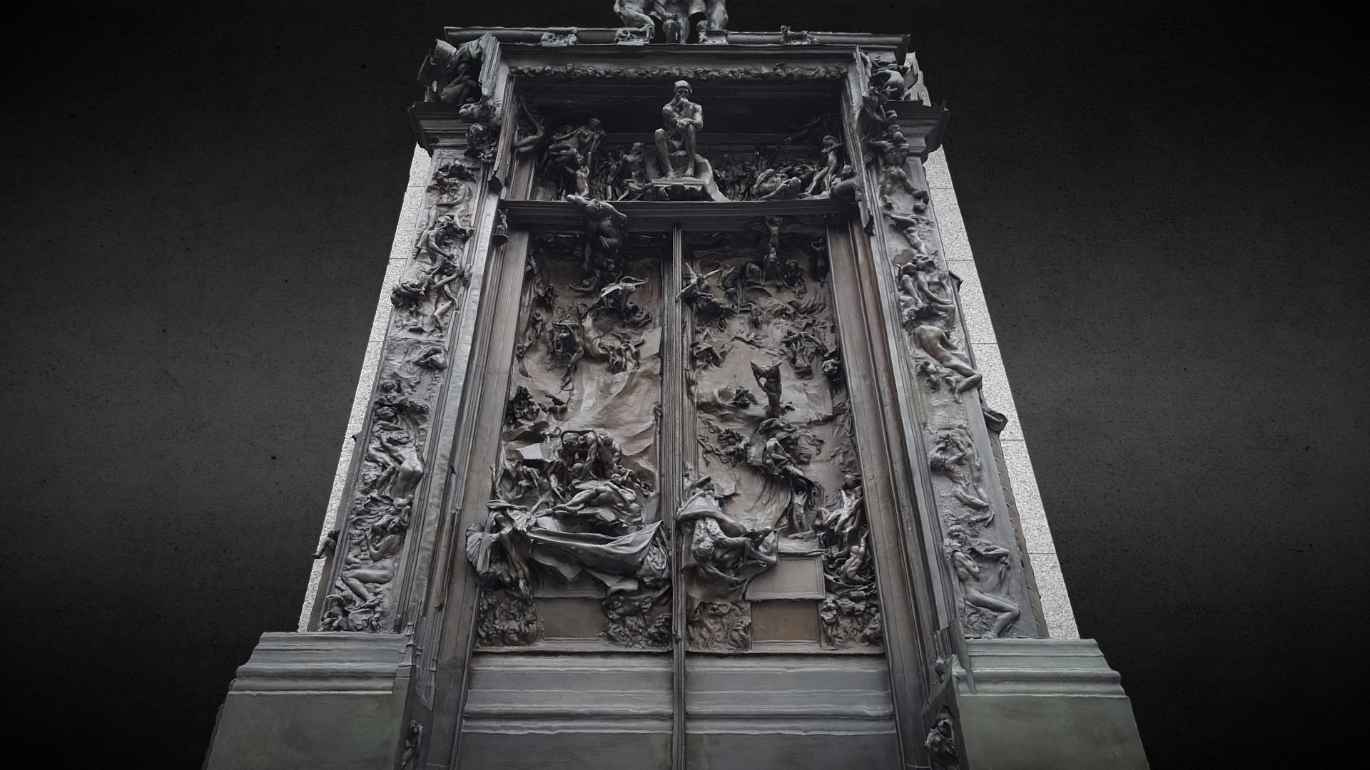 3D model Rodin The Gates of Hell photogrammetry  raw scan - This is a 3D model of the Rodin The Gates of Hell photogrammetry  raw scan. The 3D model is about a wooden box with carvings.