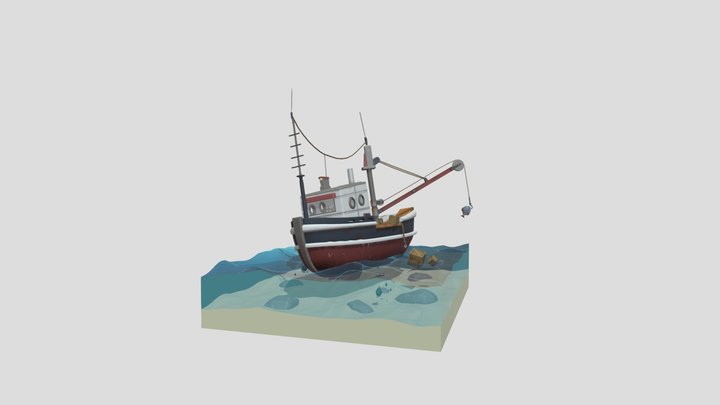 Stylized Fishing Boat 3D Model