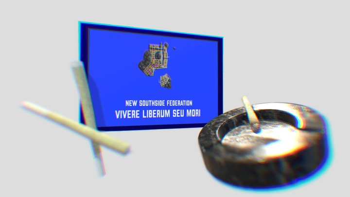 FEDERATION FLAG AND WEED 3D Model