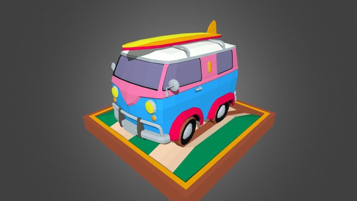 Lowpoly VW Bus 3D Model