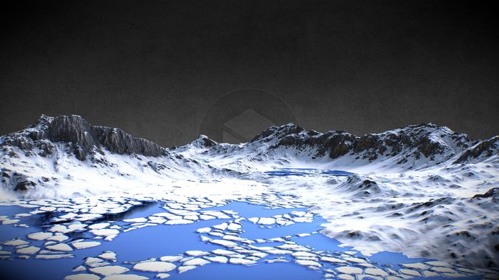 Snowy Lowpoly Lakes and Mountains 3D Model