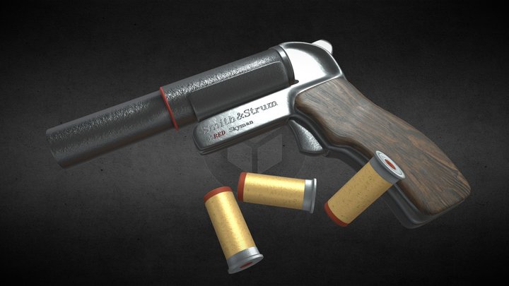 Skyman Antique/Historic War Flare Gun Pistol 4K 3D Model