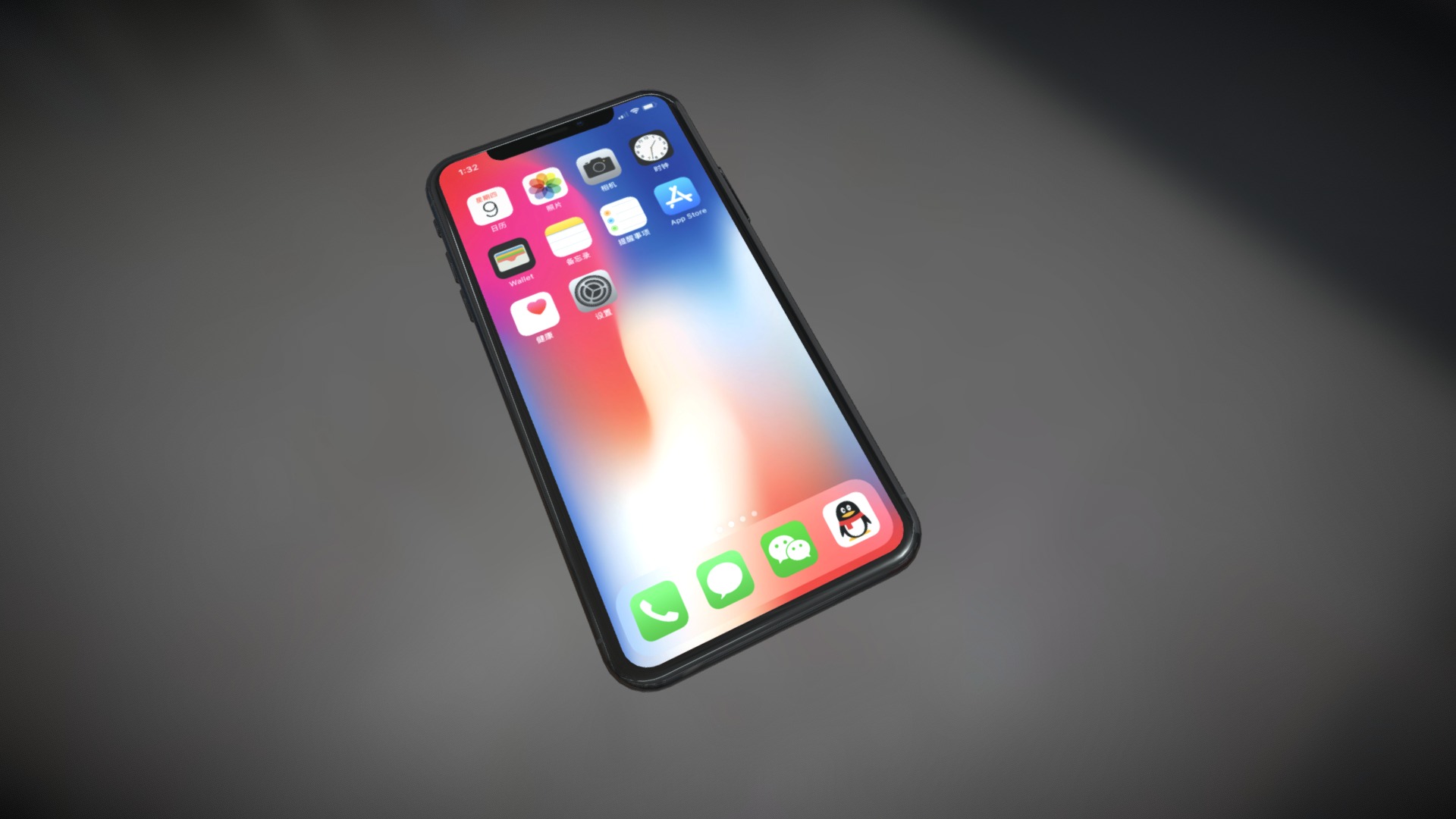 3D model Iphone X - This is a 3D model of the Iphone X. The 3D model is about a cell phone with a cracked screen.