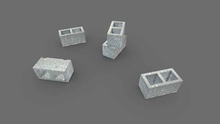 Free Concrete Blocks - PS2 Style Industrial Prop 3D Model