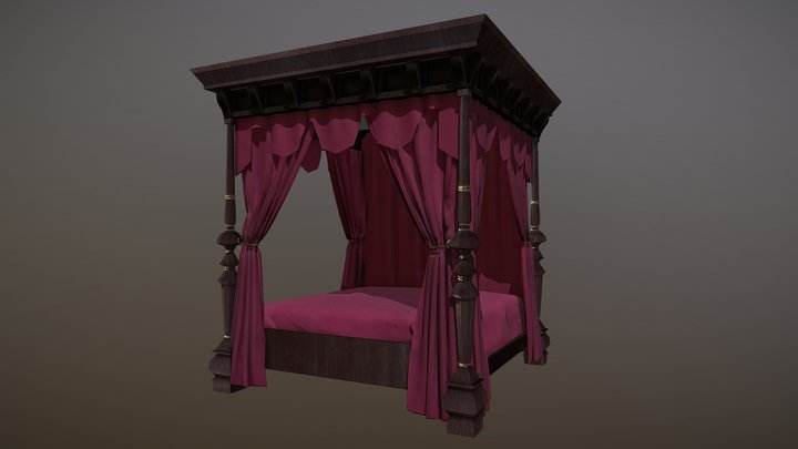 Four Poster Bed 3D Model