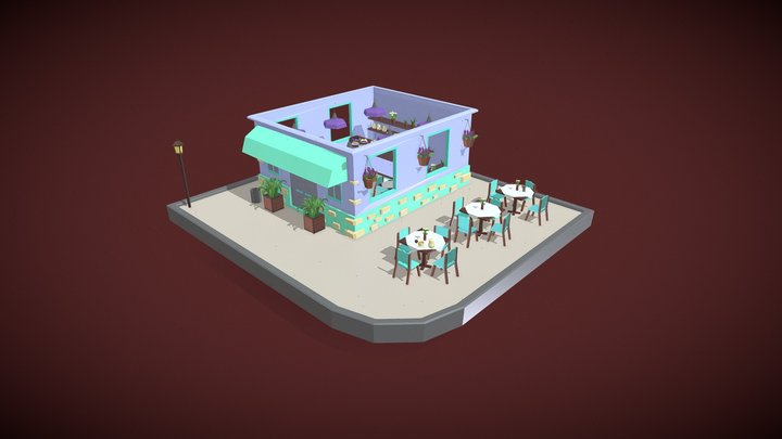 Low Poly CAFE (part 2) 3D Model