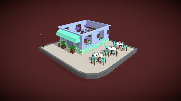 Low Poly CAFE (part 2) 3D Model