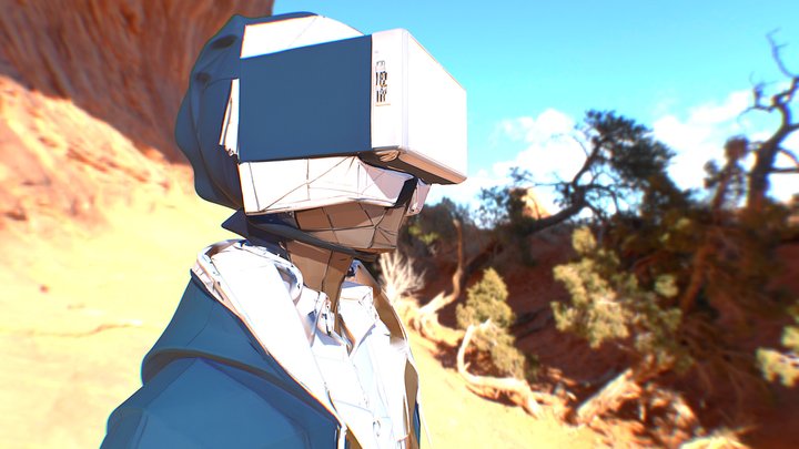Stylized Retro Robot Character – Classic Glasses