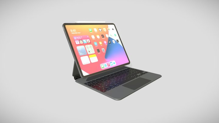 iPad Pro 2021 + Magic Keyboard + Apple Pencil 2 3D Model
