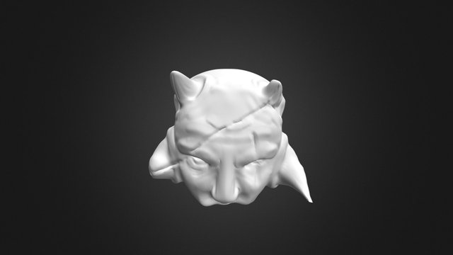 Half Head of Demon 3D Model