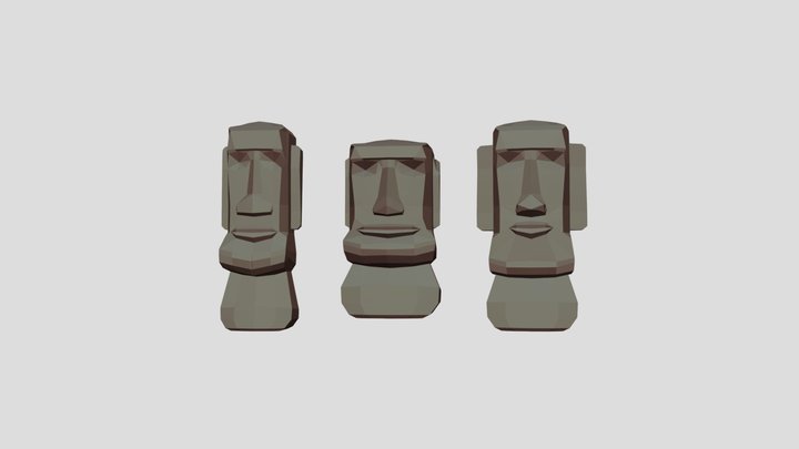 Low Poly Moai 3D Model