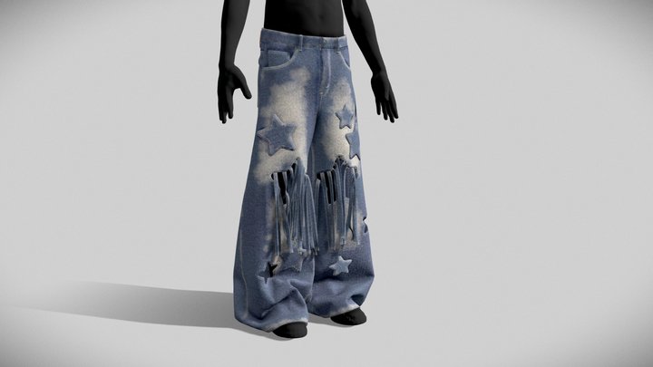Oversized Baggy Custom Jeans 3D Model