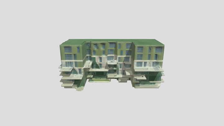 Green apartment building 3D Model