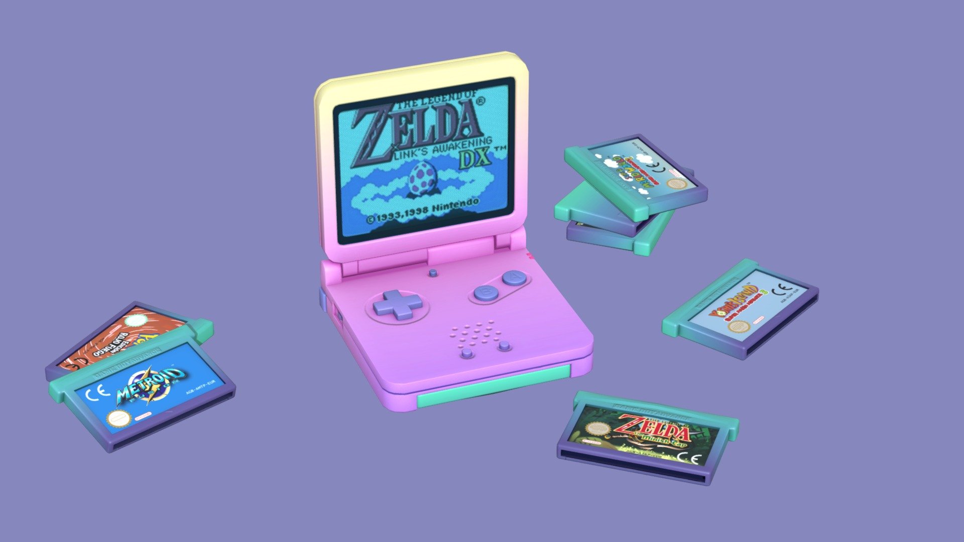 Nintendo GameBoy Advance SP 3D Model $49 - .c4d - Free3D