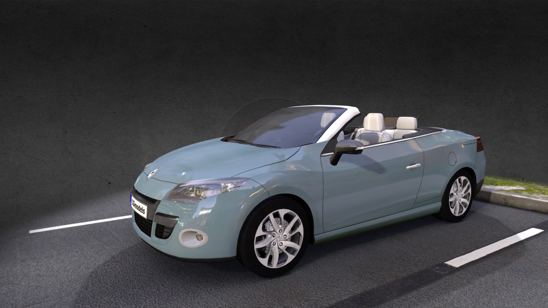 3D model Renault Megane CC - This is a 3D model of the Renault Megane CC. The 3D model is about a car parked in a parking lot.