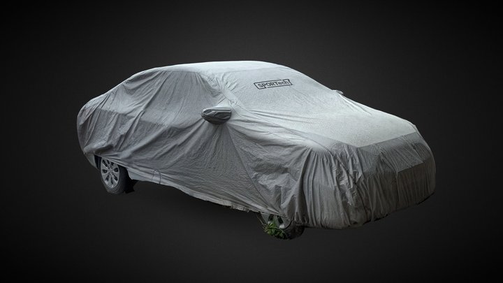 Car Covered With Gray Cloth 2 3D Model