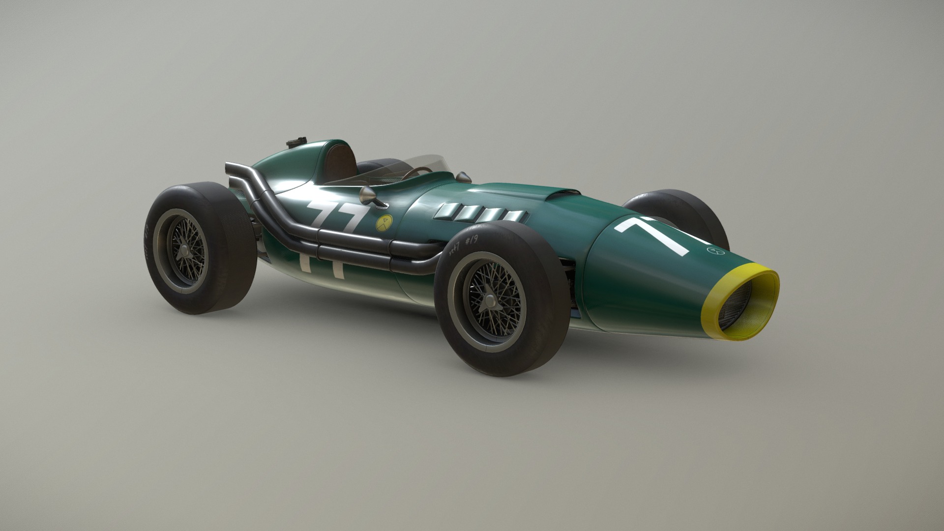 3D model F1 Vintage Concept Car - This is a 3D model of the F1 Vintage Concept Car. The 3D model is about a green toy car.
