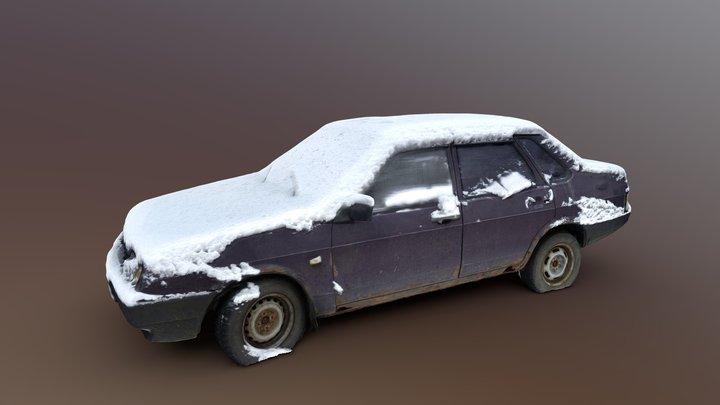 Car And Snow 3D Model