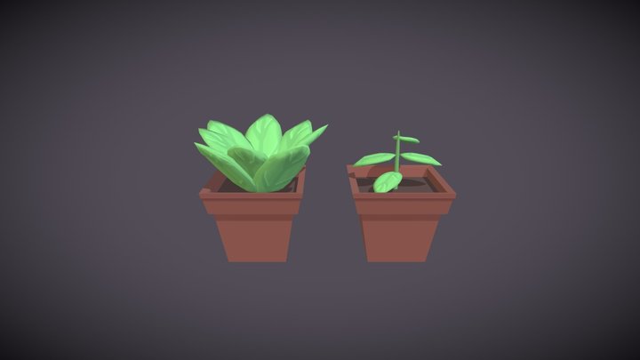 Low-Poly stylized plants set #01 3D Model