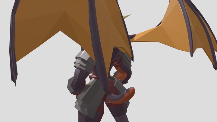 Low Poly Anthropomorphic Dragon 3D Model