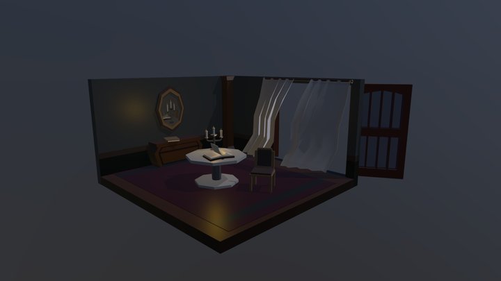 Night Mansion Room 3D Model