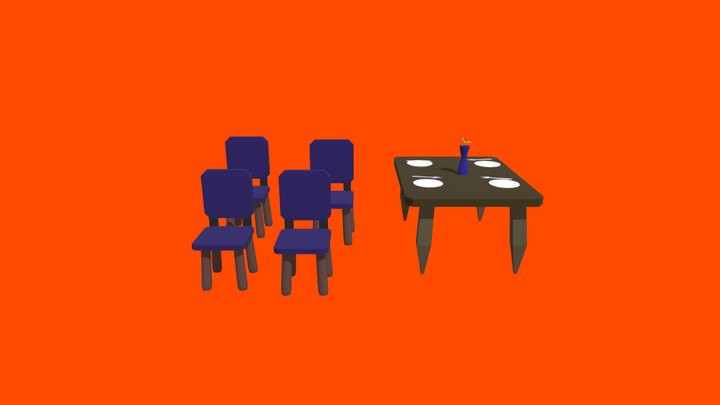 Table and Chairs 3D Model