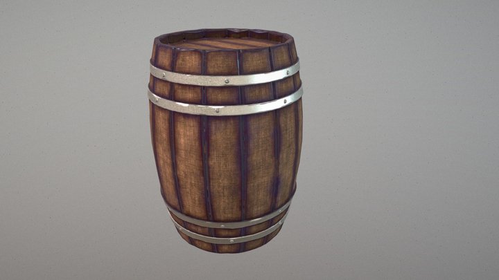 Wooden Wine Barrel 3D Model