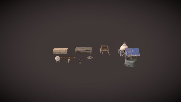 Medieval Village Yard Props 3D Model
