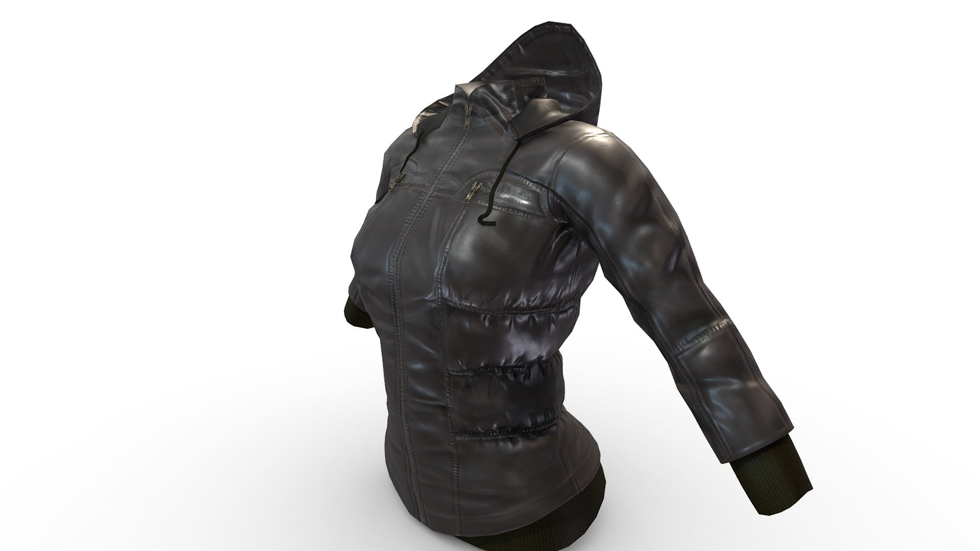 Female Brown Leather Winter Hoodie Jacket - Buy Royalty Free 3D model ...