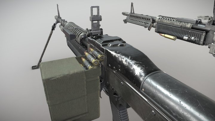 M60 Light Machine Gun 3D Model