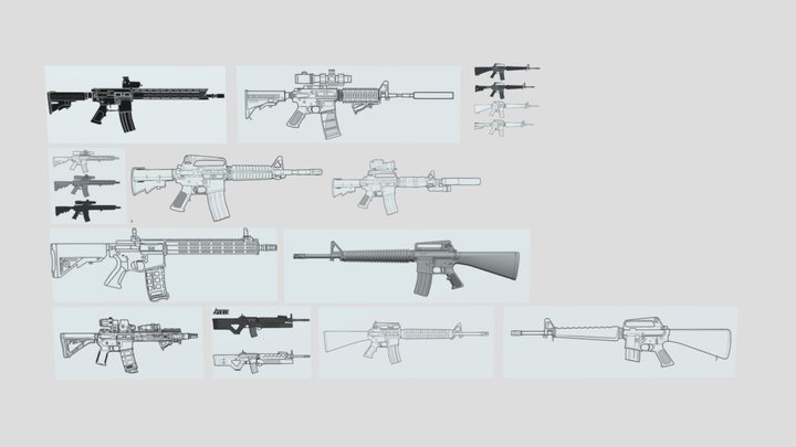 AR-15/M-16/M-4 design templates. – Free 3D Model STL
