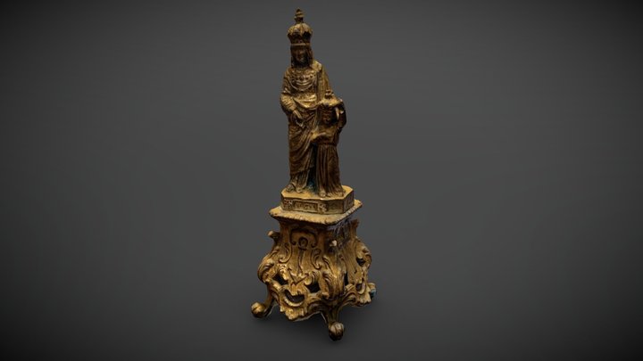 Virgin Mary With Jesus Statue Antique 3D Model
