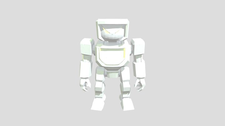 robot with glowing yellow eyes and chest 3D Model