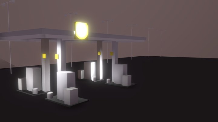 Gas Station - Very low poly / only primitives 3D Model