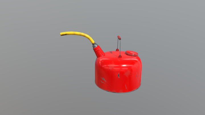 Red Metal Gas Canister 3D Model