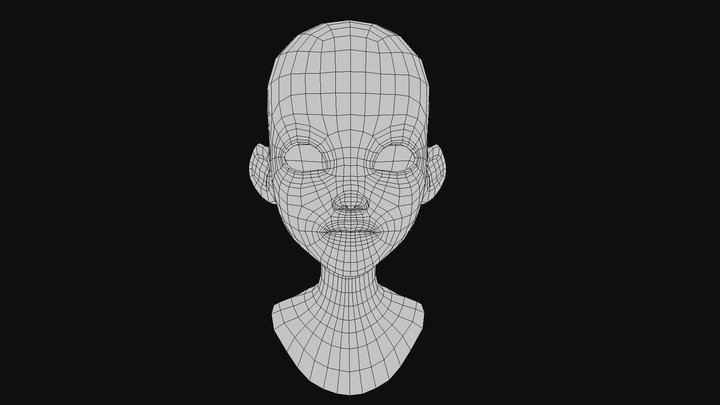 Girl Cabeça Retopologia Referencia 3D Model