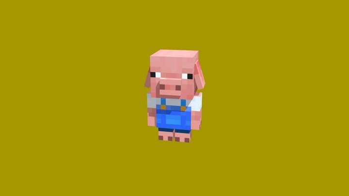 {Minecraft} Baby Farmer Pig 3D Model