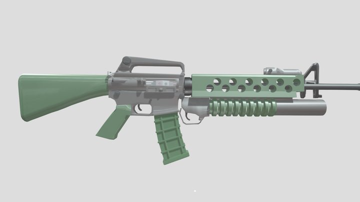 M-16 with M203 Grenade launcher 3D Model