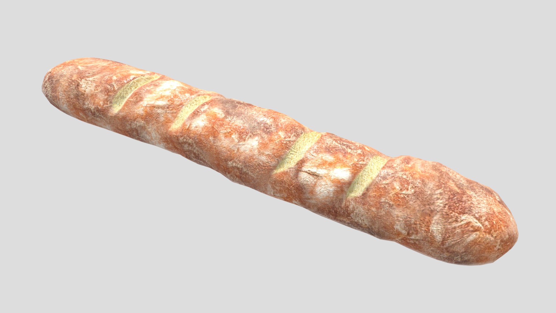 3D model Tasty Baguette - This is a 3D model of the Tasty Baguette. The 3D model is about a hot dog with mustard on it.