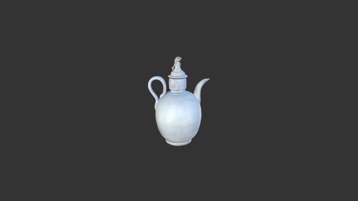 青白瓷狮钮盖水注 3D Model