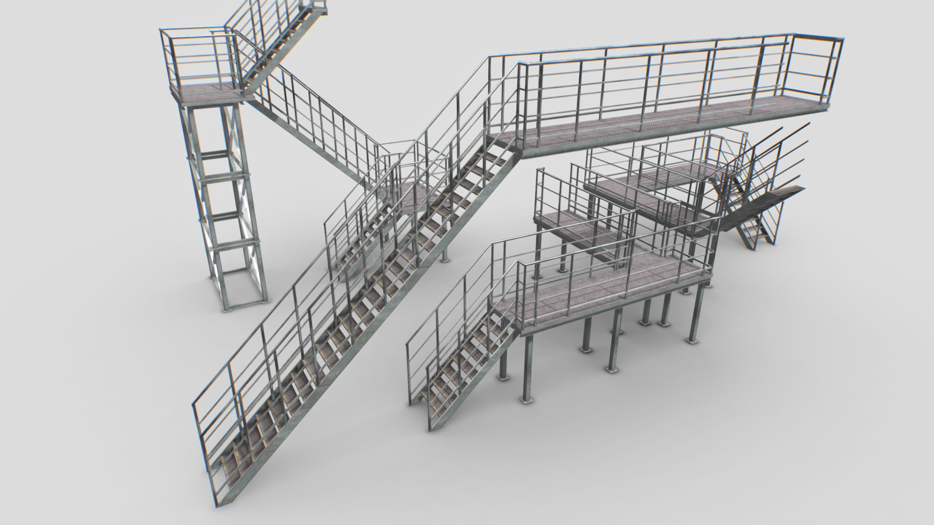 3D model Industrial Stairs Modular - This is a 3D model of the Industrial Stairs Modular. The 3D model is about a few ladders and a ladder.