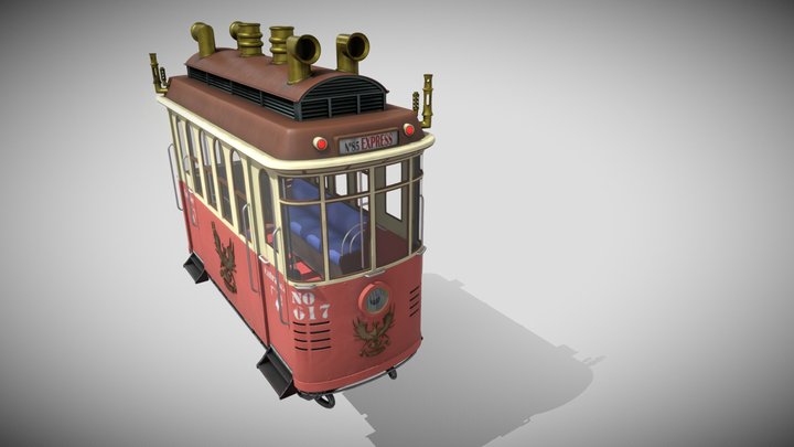 Hover Tram Low Poly 3D Model