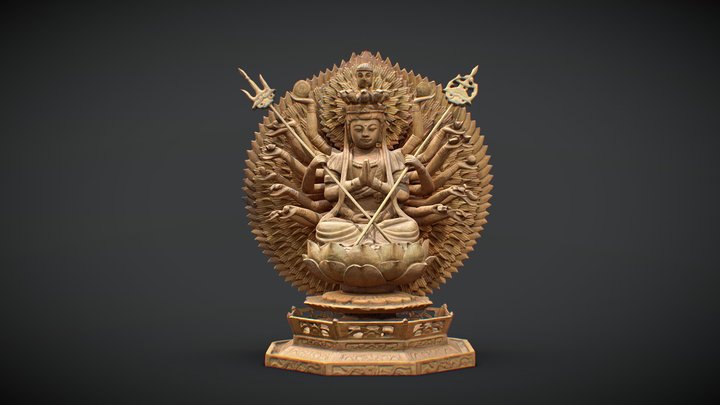 千手观音 木雕 The Thousand-Hand Bodhisattva 3D Model