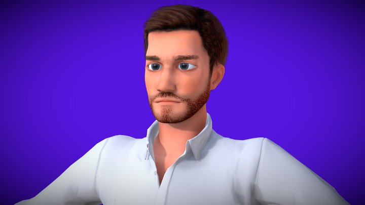 Free Cartoon Game Man Character (Rigged) 3D Model