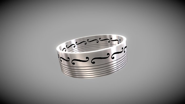 F-Hole Music Note Ring CAD Design 3D Model