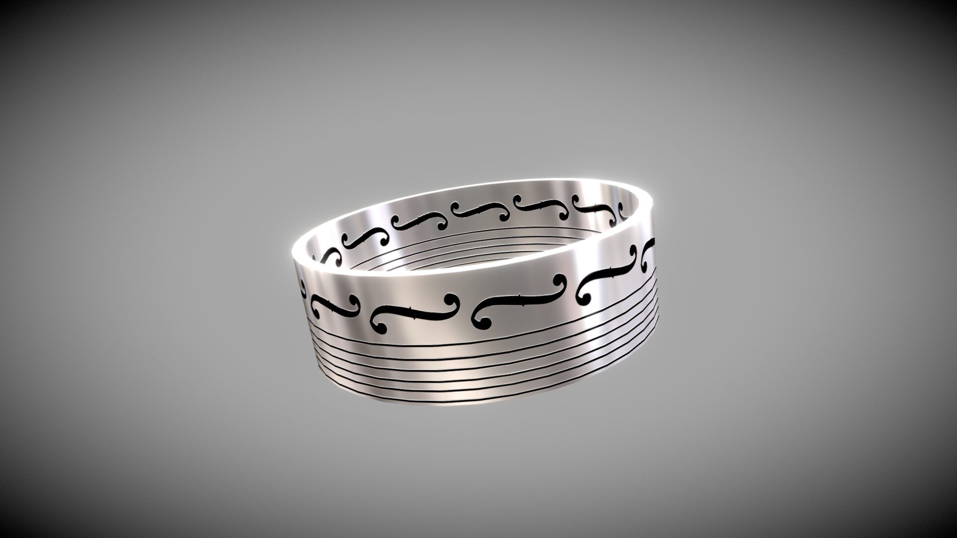 F-Hole Music Note Ring CAD Design
