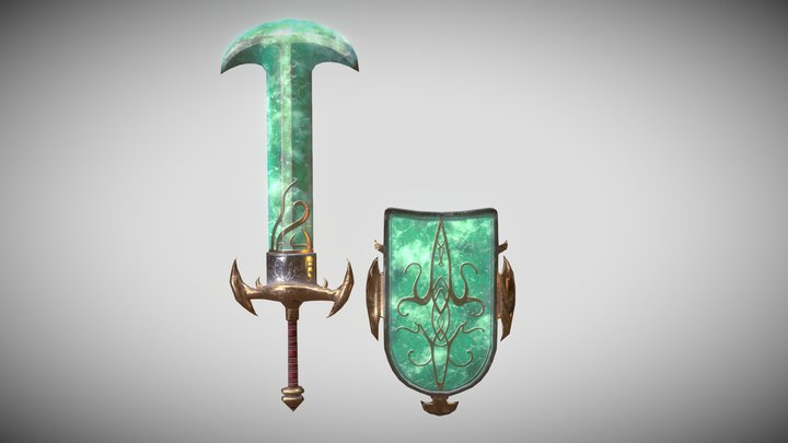 Jade Sword and Shield 3D Model