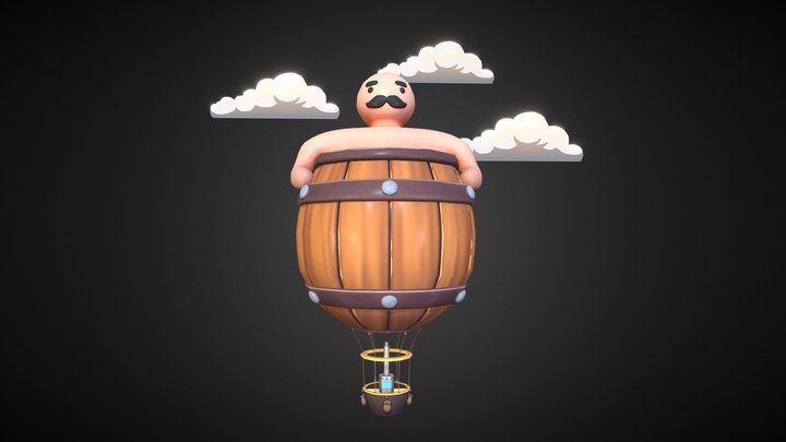 World Skills Barrel Tub Air Balloon. 3D Model